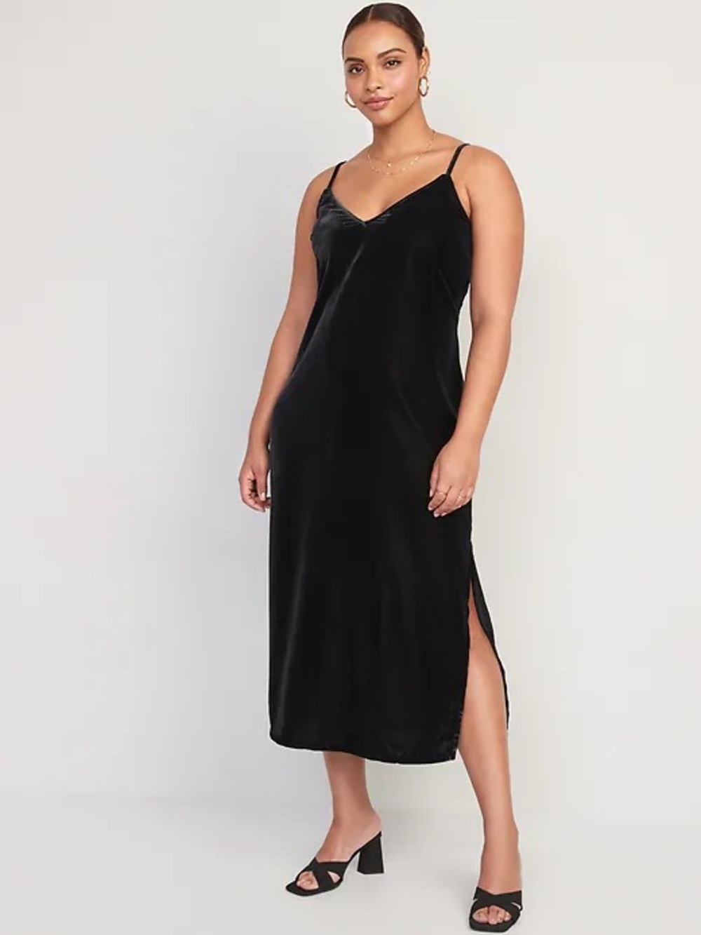 Old Navy Black Velvet Slip Dress with Spaghetti Straps Size Petite Large